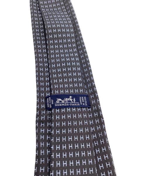 HERMES（エルメス）HERMES (エルメス) H柄 ファソネ ネクタイ グレー サイズ:表記無しの古着・服飾アイテム