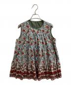 GRACE CONTINENTAL（グレースコンチネンタル）の古着「ティアード刺繍ノースリーブブラウス / 0120341301」｜グリーン