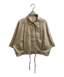 SHIPS（シップス）の古着「デニム ライク タック 裾 ドロスト 羽織 シャツ / 311-65-0029 /  26SS」｜ベージュ