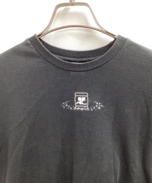 courreges（クレージュ）courreges (クレージュ) ロゴTシャツ ブラック サイズ:38の古着・服飾アイテム