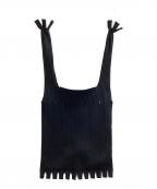 me ISSEY MIYAKEミーイッセイ ミヤケ）の古着「FRINGE FINE KNIT PLEATS BAG / フリンジファインニットプリーツバッグ / MI52AG331」｜ブラック