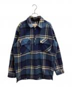 WOOLRICHウールリッチ）の古着「チェック柄ハーフジップウールシャツ」｜ブルー