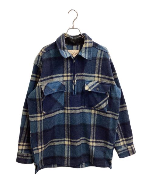 WOOLRICH（ウールリッチ）WOOLRICH (ウールリッチ) チェック柄ハーフジップウールシャツ ブルー サイズ:Mの古着・服飾アイテム