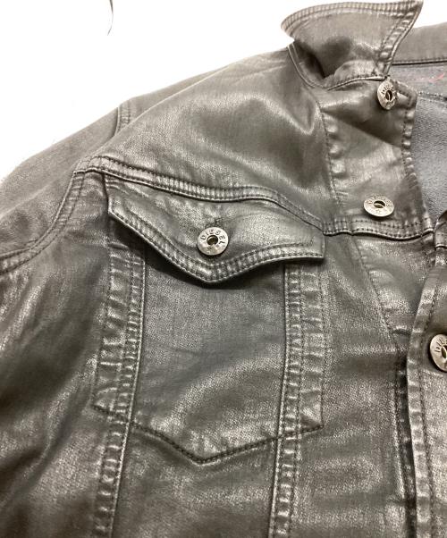 DIESEL（ディーゼル）DIESEL (ディーゼル) ELSHAR コーディング加工 デニムジャケット ブラック サイズ:Mの古着・服飾アイテム