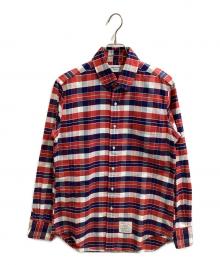 Thom Browne（トムブラウン）の古着「ラウンドカラーチェックシャツ　/　MWL006AW6218」｜レッド×ブルー