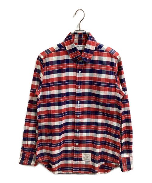 Thom Browne（トムブラウン）Thom Browne (トムブラウン) ラウンドカラーチェックシャツ　/　MWL006AW6218 レッド×ブルー サイズ:3の古着・服飾アイテム