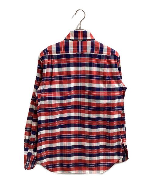 Thom Browne（トムブラウン）Thom Browne (トムブラウン) ラウンドカラーチェックシャツ　/　MWL006AW6218 レッド×ブルー サイズ:3の古着・服飾アイテム