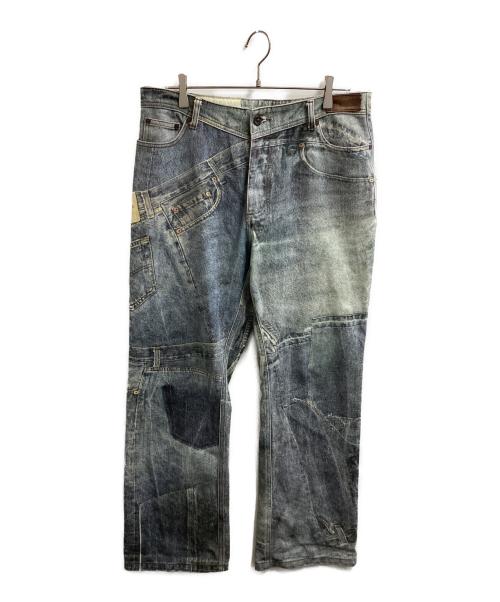 ANDERSSON BELL（アンダーソンベル）ANDERSSON BELL (アンダーソンベル) VINTAGE REWORK PRINTED JEANS / ヴィンテージリワークプリントジーンズ / APA561M インディゴ サイズ:XLの古着・服飾アイテム
