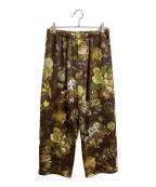 LAD MUSICIANラッドミュージシャン）の古着「ESTER JERSEY INKJET FLOWER 2TUCK TRACK PANTS」｜ブラウン