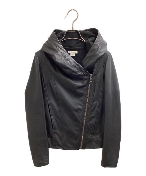 HELMUT LANG（ヘルムートラング）HELMUT LANG (ヘルムートラング) フーデットレザージャケット / 変形児ぷ ブラック サイズ:Pの古着・服飾アイテム