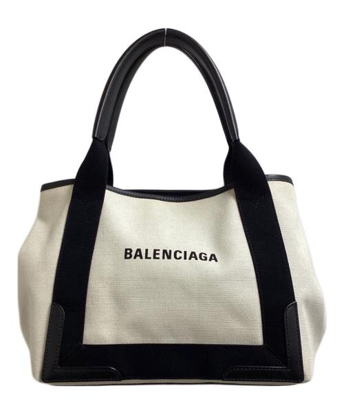 BALENCIAGA（バレンシアガ）BALENCIAGA (バレンシアガ) ネイビーカバスS トートバッグ　/　339933　/　1081・X・002123 ベージュ×ブラックの古着・服飾アイテム