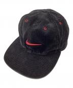NIKEナイキ）の古着「メタルロゴコーデュロイキャップ / 90s」｜ブラック