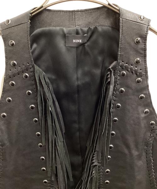 NINE（ナイン）NINE (ナイン) レザー フリンジベスト ブラック サイズ:FREEの古着・服飾アイテム