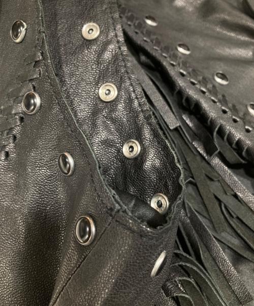 NINE（ナイン）NINE (ナイン) レザー フリンジベスト ブラック サイズ:FREEの古着・服飾アイテム
