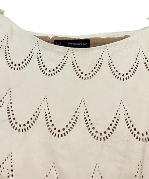 DSQUARED2（ディースクエアード）DSQUARED2 (ディースクエアード) ラムレザーティアードワンピース アイボリー サイズ:40の古着・服飾アイテム