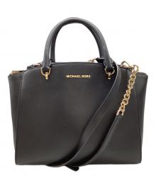 MICHAEL KORS（マイケルコース）の古着「ELLIS LG SATCHEL LEATHER / エリスLGサッチェルレザー / 35H7GE0S3L」｜ブラック