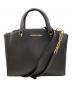 MICHAEL KORS（マイケルコース）の古着「ELLIS LG SATCHEL LEATHER / エリスLGサッチェルレザー / 35H7GE0S3L」｜ブラック
