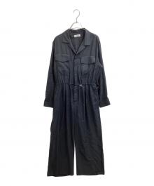 SALON adam et rope'（サロンアダムエロペ）の古着「オープンカラーリラクシーオールインワン」｜ネイビー