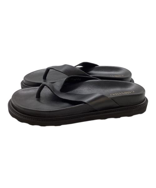 Caminando（カミナンド）Caminando (カミナンド) THONSLIDES / レザートングサンダル / 2112W ブラック サイズ:23cmの古着・服飾アイテム
