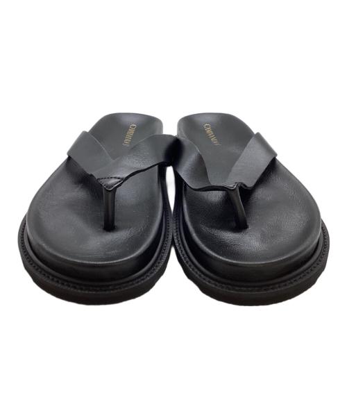 Caminando（カミナンド）Caminando (カミナンド) THONSLIDES / レザートングサンダル / 2112W ブラック サイズ:23cmの古着・服飾アイテム