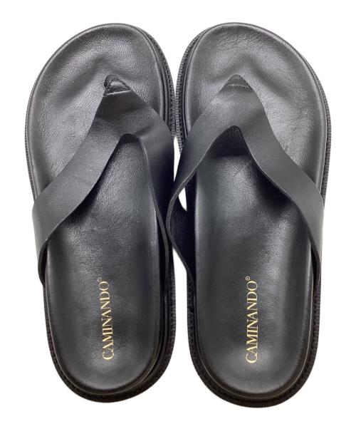 Caminando（カミナンド）Caminando (カミナンド) THONSLIDES / レザートングサンダル / 2112W ブラック サイズ:23cmの古着・服飾アイテム