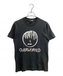 FRUIT OF THE LOOM（フルーツオブザルーム）の古着「''OVERWORKED''プリントTシャツ」｜ブラック