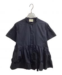 UNITED ARROWS（ユナイテッドアローズ）の古着「タフタ ステッチ ペプラム ブラウス」｜ブラック