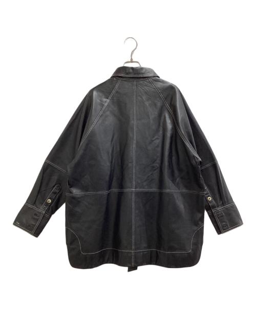 GANNI（ガニー）Ganni (ガニー) Oversized Lamb Leather Shirt ブラック サイズ:SMの古着・服飾アイテム