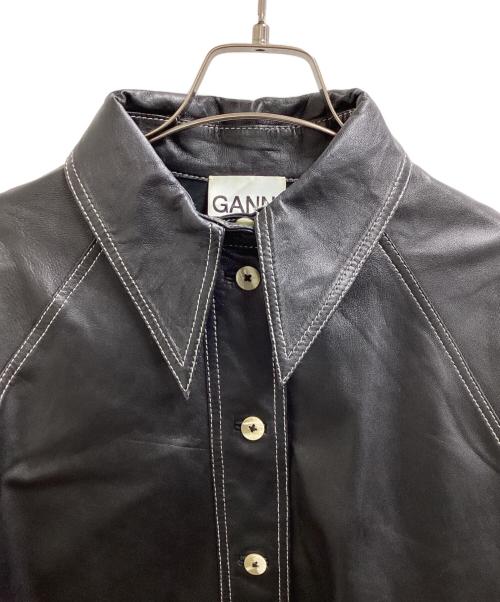GANNI（ガニー）Ganni (ガニー) Oversized Lamb Leather Shirt ブラック サイズ:SMの古着・服飾アイテム