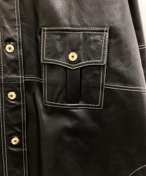 GANNI（ガニー）Ganni (ガニー) Oversized Lamb Leather Shirt ブラック サイズ:SMの古着・服飾アイテム