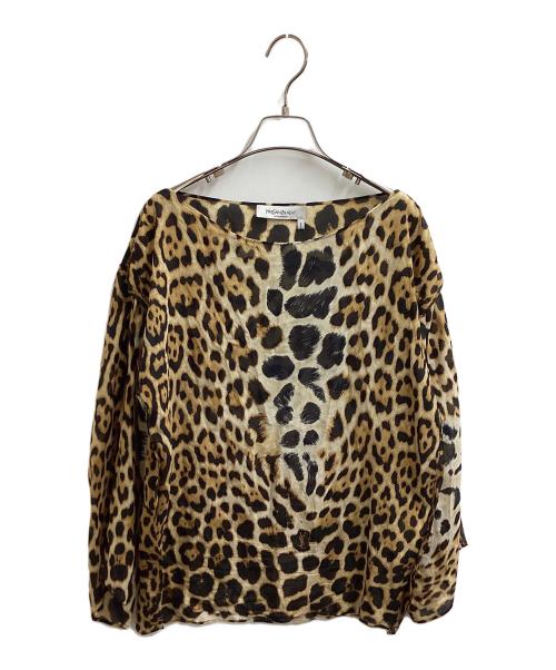 Yves Saint Laurent（イヴサンローラン）Yves Saint Laurent (イヴサンローラン) レオパード柄 シルクカットソー ブラック×ブラウン サイズ:表記無しの古着・服飾アイテム