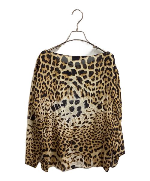 Yves Saint Laurent（イヴサンローラン）Yves Saint Laurent (イヴサンローラン) レオパード柄 シルクカットソー ブラック×ブラウン サイズ:表記無しの古着・服飾アイテム