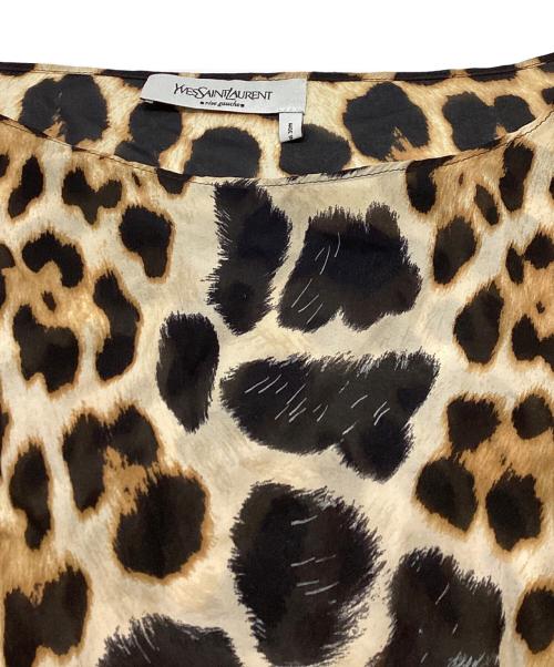 Yves Saint Laurent（イヴサンローラン）Yves Saint Laurent (イヴサンローラン) レオパード柄 シルクカットソー ブラック×ブラウン サイズ:表記無しの古着・服飾アイテム