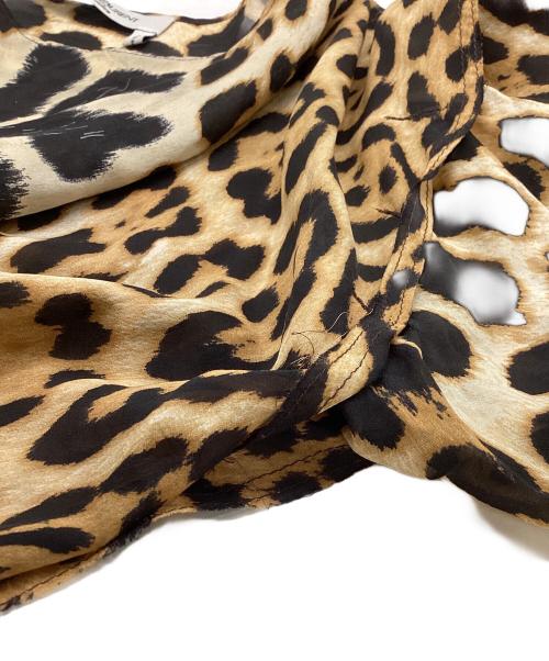 Yves Saint Laurent（イヴサンローラン）Yves Saint Laurent (イヴサンローラン) レオパード柄 シルクカットソー ブラック×ブラウン サイズ:表記無しの古着・服飾アイテム