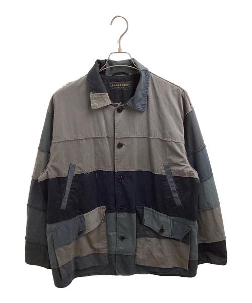 flagstuff（フラグスタフ）flagstuff (フラグスタフ) PATCH WORK SAFARI JACKET グレー サイズ:Lの古着・服飾アイテム