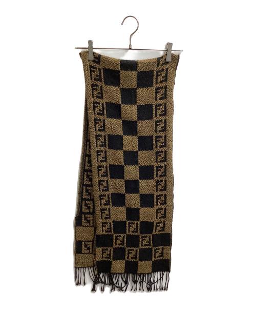 FENDI（フェンディ）FENDI (フェンディ) ズッカ柄 ウール混アクリルマフラー ブラックの古着・服飾アイテム