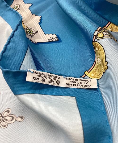 HERMES（エルメス）HERMES (エルメス) カレ90 PARURES DES SABLES ブルーの古着・服飾アイテム