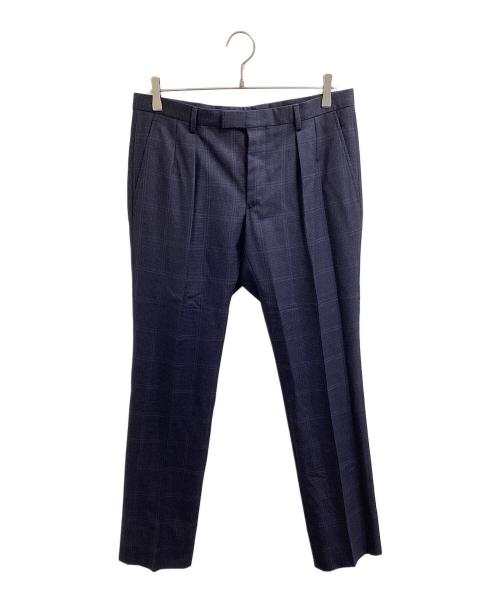 GUCCI（グッチ）GUCCI (グッチ) チェック1タックスラックス ネイビー サイズ:46の古着・服飾アイテム