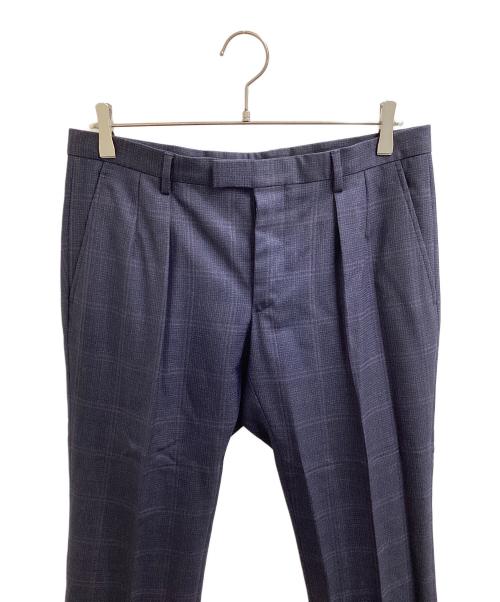 GUCCI（グッチ）GUCCI (グッチ) チェック1タックスラックス ネイビー サイズ:46の古着・服飾アイテム