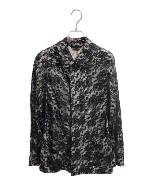 COMME des GARCONS（コムデギャルソン）COMME des GARCONS (コムデギャルソン) フラワーレースシャツジャケット / AD1993 / Synergy期 / 93AW ブラック サイズ:Mの古着・服飾アイテム