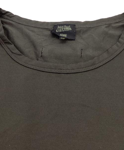 Jean Paul Gaultier FEMME（ジャンポールゴルチエ フェム）Jean Paul Gaultier FEMME (ジャンポールゴルチエ フェム) レザー切替カットソー　/　KK YG IA 0710 グレー サイズ:40の古着・服飾アイテム