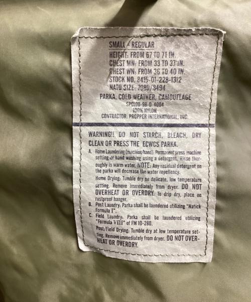 US ARMY（ユーエスアーミー）US ARMY (ユーエスアーミー) GORE-TEX ECWCS  PARKA / 8415-01-228-1312 / 98年会計 オリーブ サイズ:SMALL-REGULARの古着・服飾アイテム