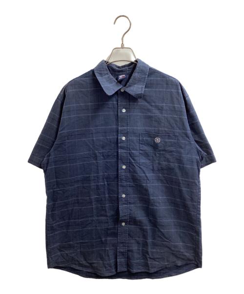 stussy（ステューシー）stussy (ステューシー) S/Sチェックシャツ ネイビー サイズ:Lの古着・服飾アイテム