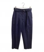 MARKAWAREマーカウェア）の古着「FRONT PLEATED PEGTOP ORGANIC WOOL TROPICAL スラックス」｜ネイビー