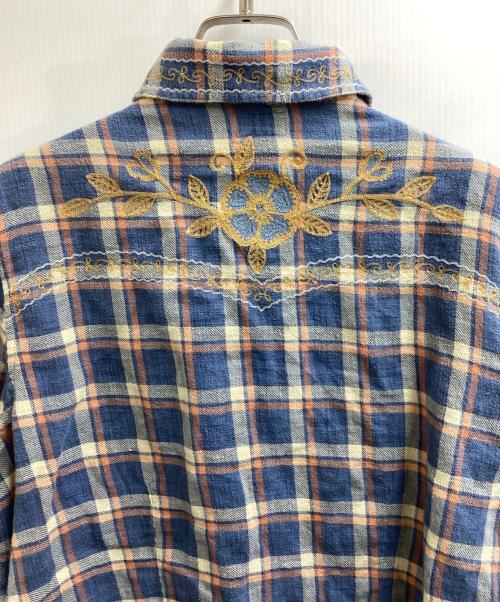 RRL（ダブルアールエル）RRL (ダブルアールエル) チェック ツイル タイフロント ブラウス ブルー サイズ:3の古着・服飾アイテム