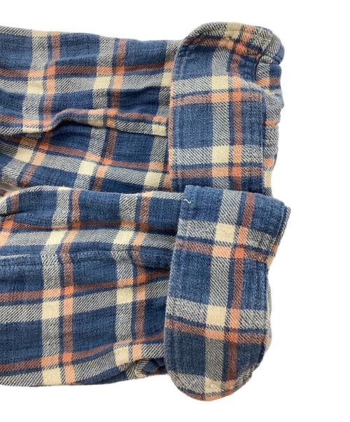 RRL（ダブルアールエル）RRL (ダブルアールエル) チェック ツイル タイフロント ブラウス ブルー サイズ:3の古着・服飾アイテム