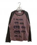 Black Weirdosブラック ウィドース）の古着「BATMAN RAGLAN L/S TEE / バットマンラグラン L/S TEE」｜パープル×グレー