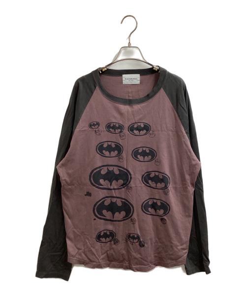 Black Weirdos（ブラック ウィドース）Black Weirdos (ブラック ウィドース) BATMAN RAGLAN L/S TEE / バットマンラグラン L/S TEE パープル×グレー サイズ:Lの古着・服飾アイテム