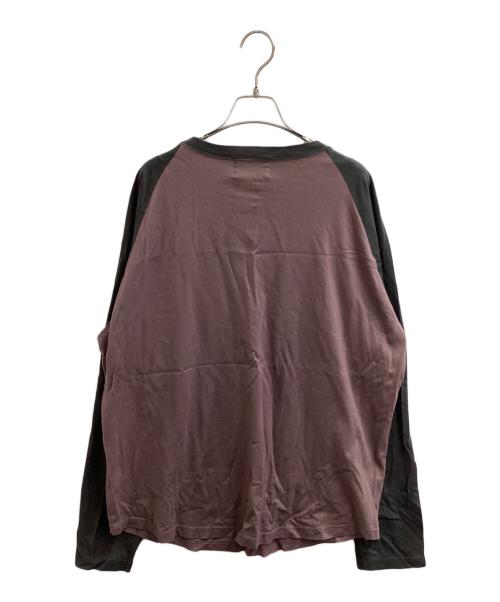 Black Weirdos（ブラック ウィドース）Black Weirdos (ブラック ウィドース) BATMAN RAGLAN L/S TEE / バットマンラグラン L/S TEE パープル×グレー サイズ:Lの古着・服飾アイテム
