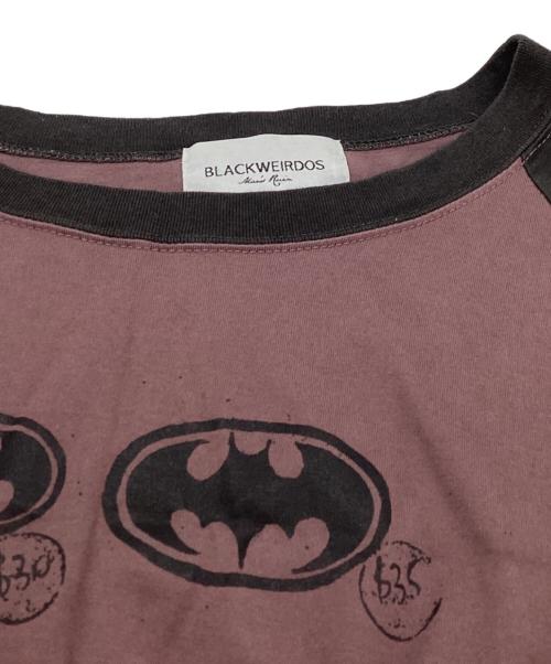 Black Weirdos（ブラック ウィドース）Black Weirdos (ブラック ウィドース) BATMAN RAGLAN L/S TEE / バットマンラグラン L/S TEE パープル×グレー サイズ:Lの古着・服飾アイテム